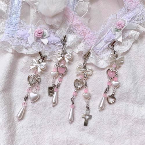 【珍珠玫瑰】 手作串珠挂件咕本链手机链耳机包包链可爱ins