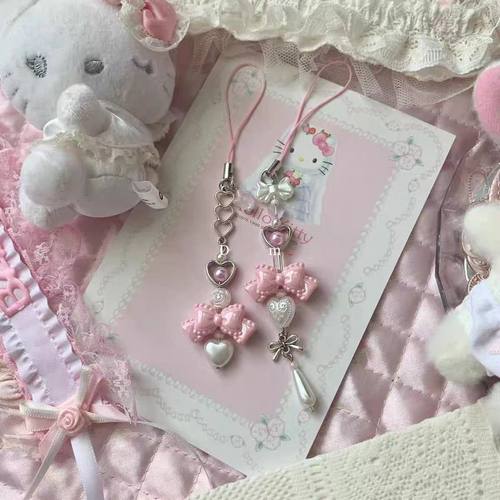 【公主蝴蝶结】手作串珠挂件手机链耳机链咕本可爱少女心ins挂饰