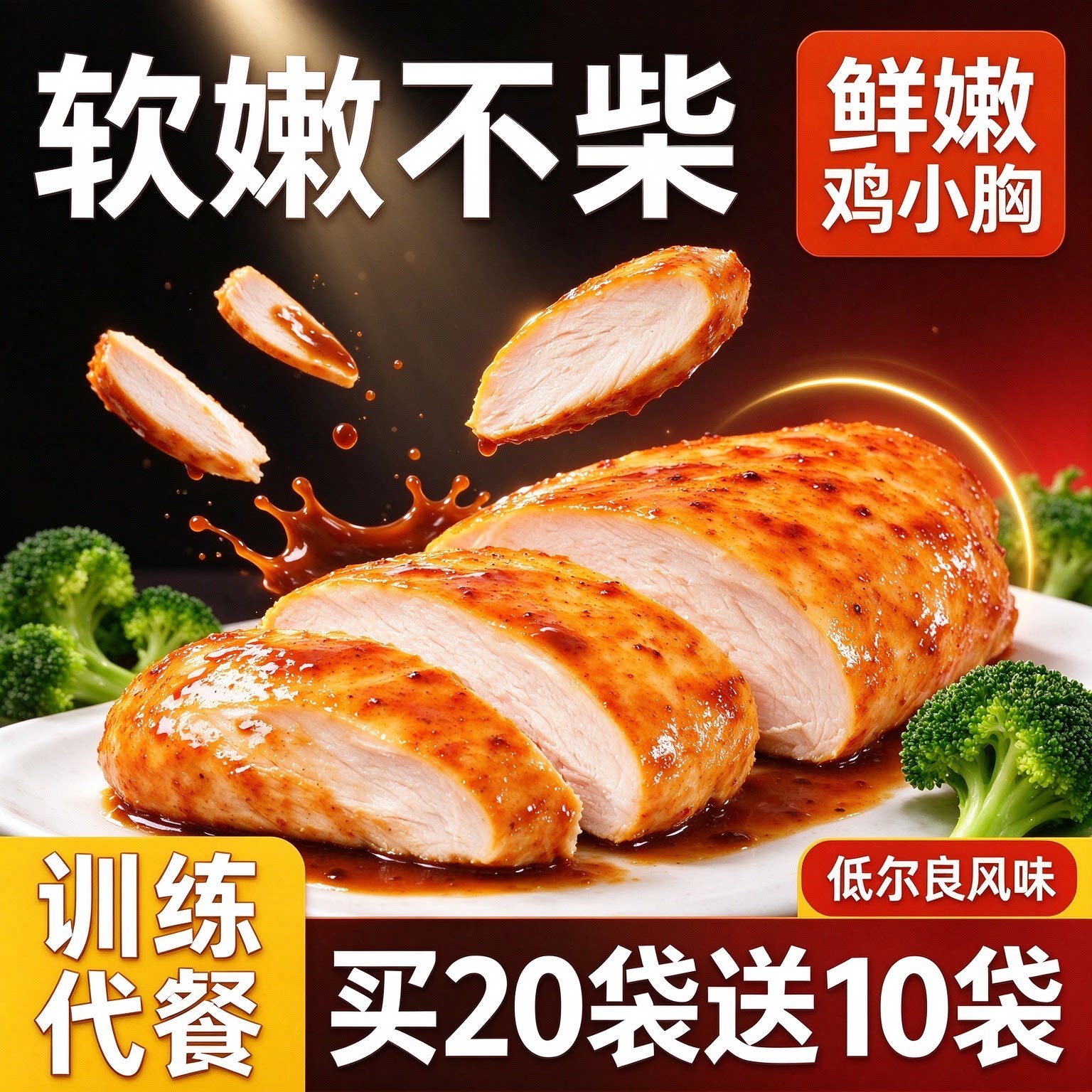 鸡胸肉减餐脂0低脂肪肥开袋即食便携零食学生食品居家高蛋白出游