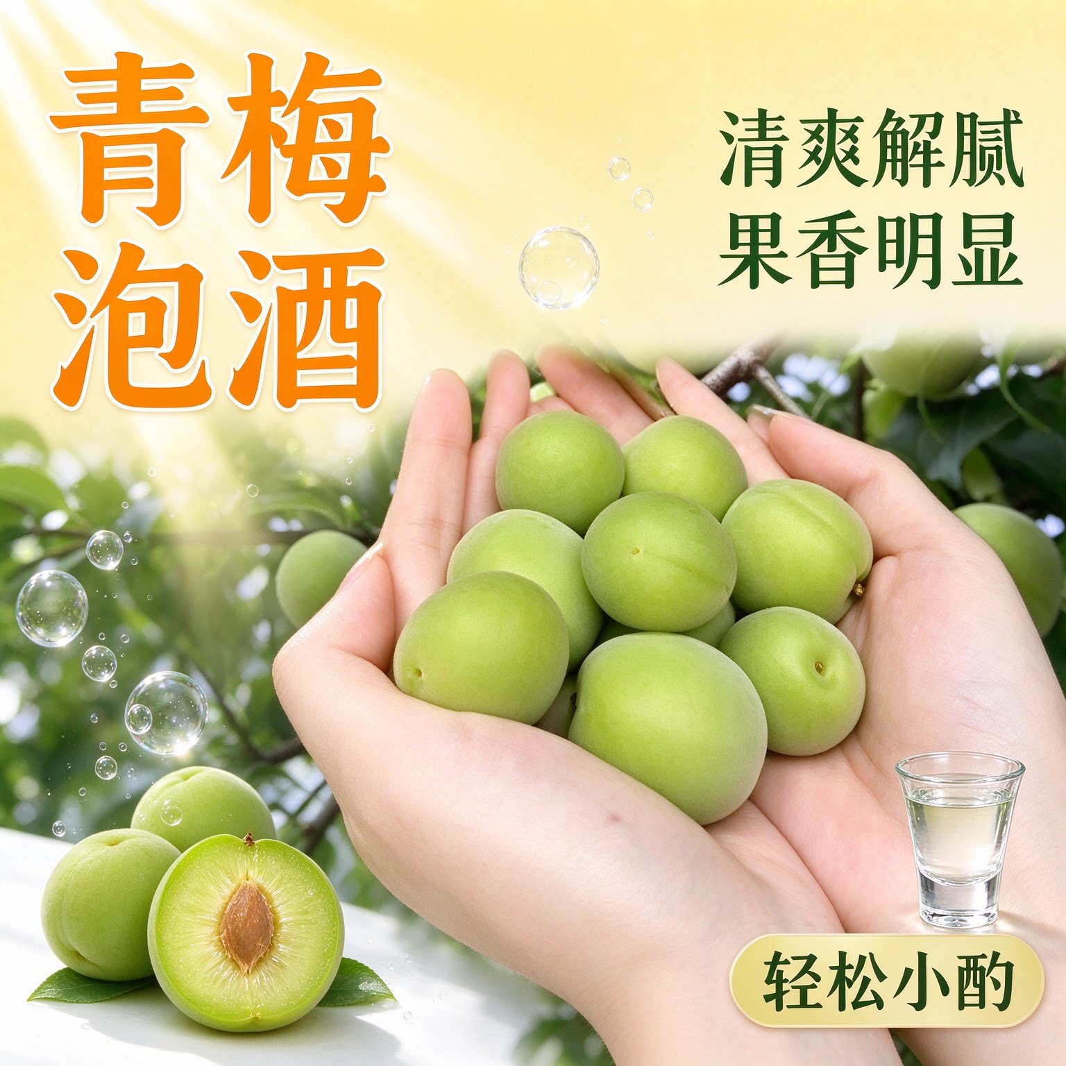 轻加工青梅鲜果泡酒半成品青竹梅软果开胃精选冰糖腌制完熟梅酿酒