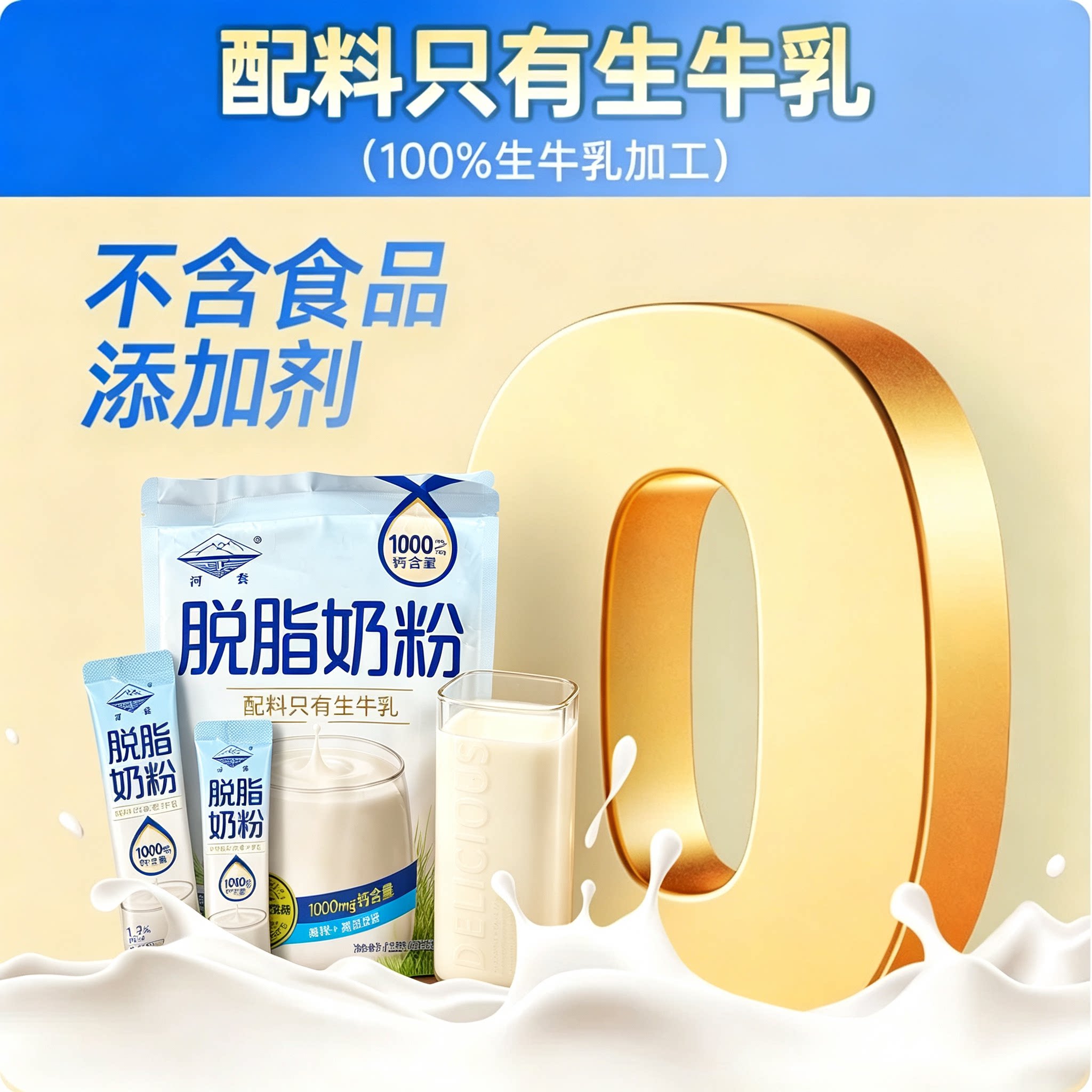 脱脂奶粉无糖0脂肪独立包装健身速溶早餐糖人纯牛正品冲饮品健康