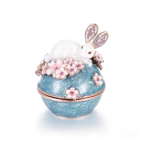 正品日本Pic情ls兔子樱花耳钉戒指盒首饰盒a手小饰品链收纳盒人节