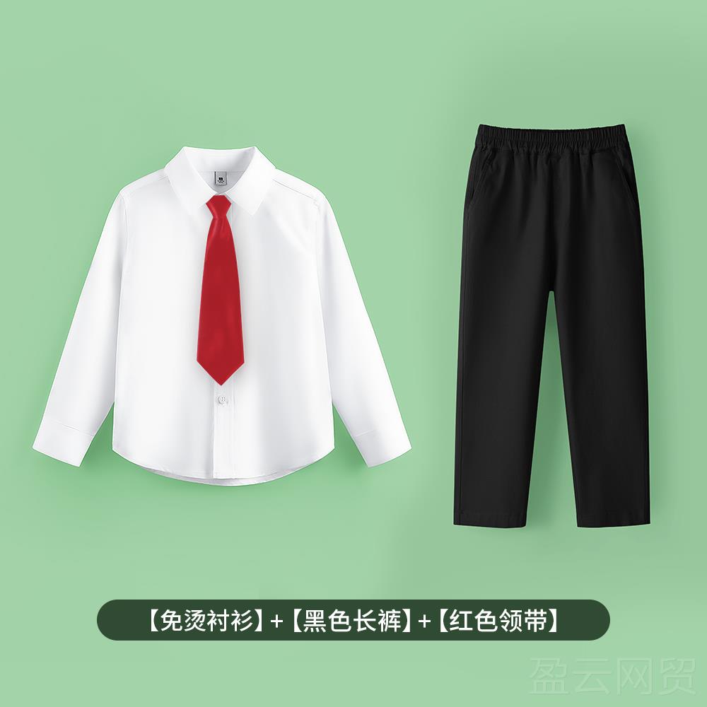 正品儿童抗皱免烫白女色衬衫男中学生长袖衬衣大童小合唱表演童出