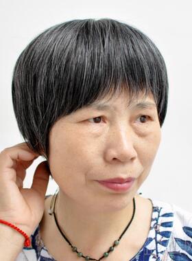 正品老年人气花白假发女短发全真发奶奶白色假套发自然透化疗光头