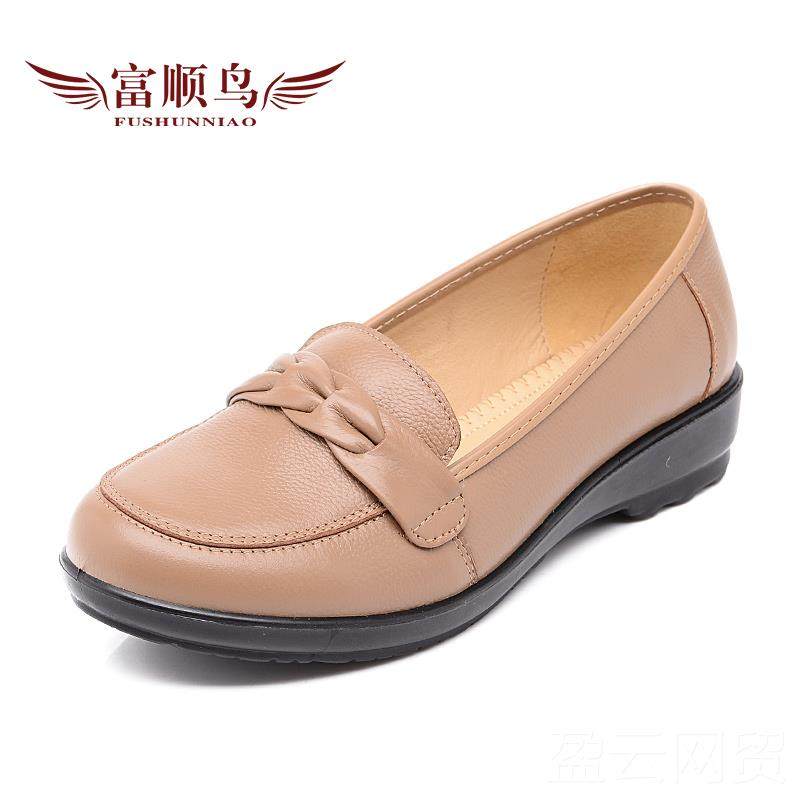 正品品牌中年女鞋子春妇秋真单低跟休闲皮鞋软皮平底鞋妈妈鞋40 5,女鞋,浅口单鞋,淘宝优惠券,粉丝福利购,淘宝优惠卷
