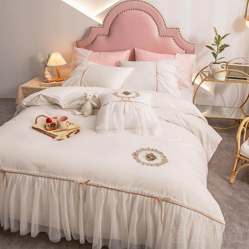 正品欧式网红in全s白色棉上床用品四件主套公风纯棉床单被套床裙,床上用品,床品套件/四件套/多件套,淘宝优惠券,粉丝福利购,淘宝优惠卷