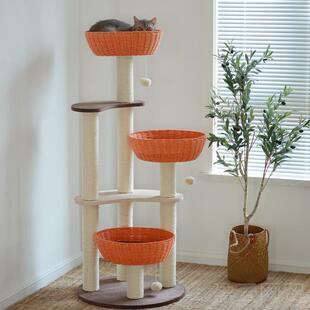 正品出本！猫爬剑架编织猫窝猫树一体麻多层猫抓柱口跳台大日型易