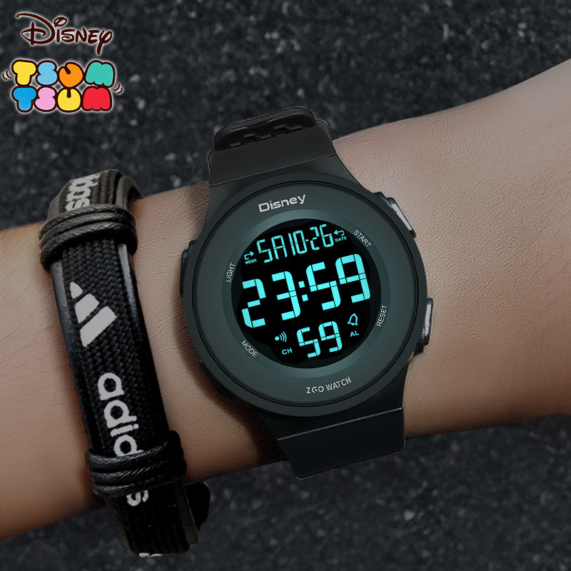 迪士尼防水运动跑步男学生青少年高中女旗舰店官方联名款电子手表