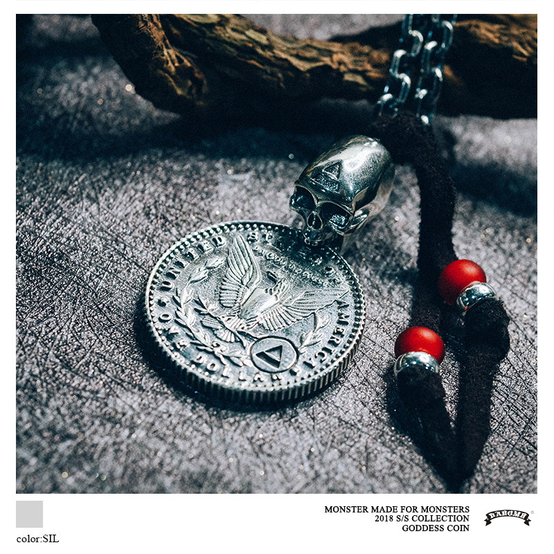 DABOMB NECKLACE  925 SILVER 摩根银币骷髅项链