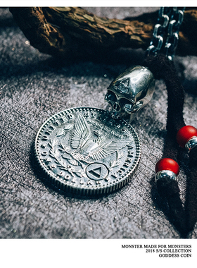 DABOMB NECKLACE  925 SILVER 摩根银币骷髅项链