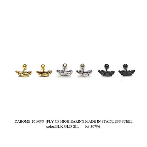 不锈钢耳钉DABOMB羽毛