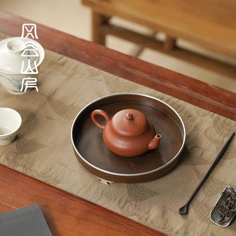 复古铜壶承 茶承壶承干泡台壶托 黄铜功夫茶具小号茶盘茶道零配件