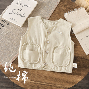 女童马甲春秋季2026新款森系小女孩好看坎肩儿童背心宝宝纯棉马夹