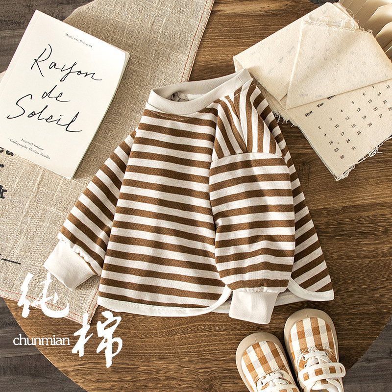 女宝宝日韩休闲纯棉圆领条纹T恤