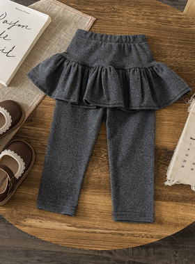 女童打底裤春外穿2026新款女孩洋气好看灰色长裤宝宝纯棉儿童裙裤