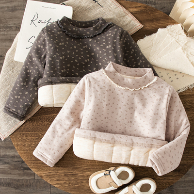 儿童夹棉保暖上衣宝宝半高领纯棉