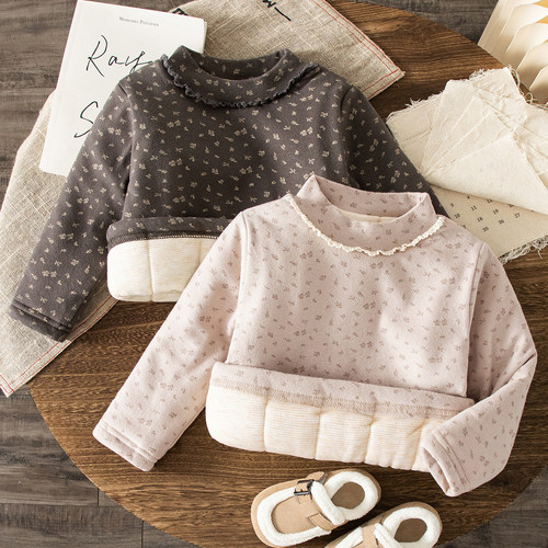 儿童夹棉保暖上衣宝宝半高领纯棉