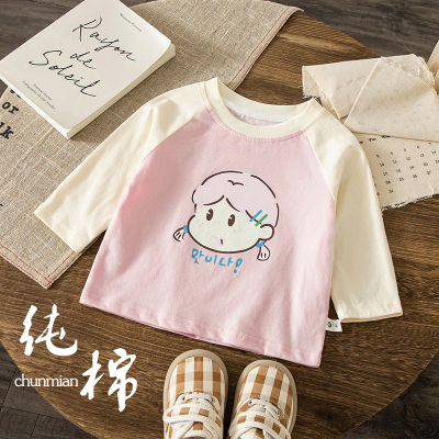 女宝宝韩式甜心纯棉拼接袖体恤衫