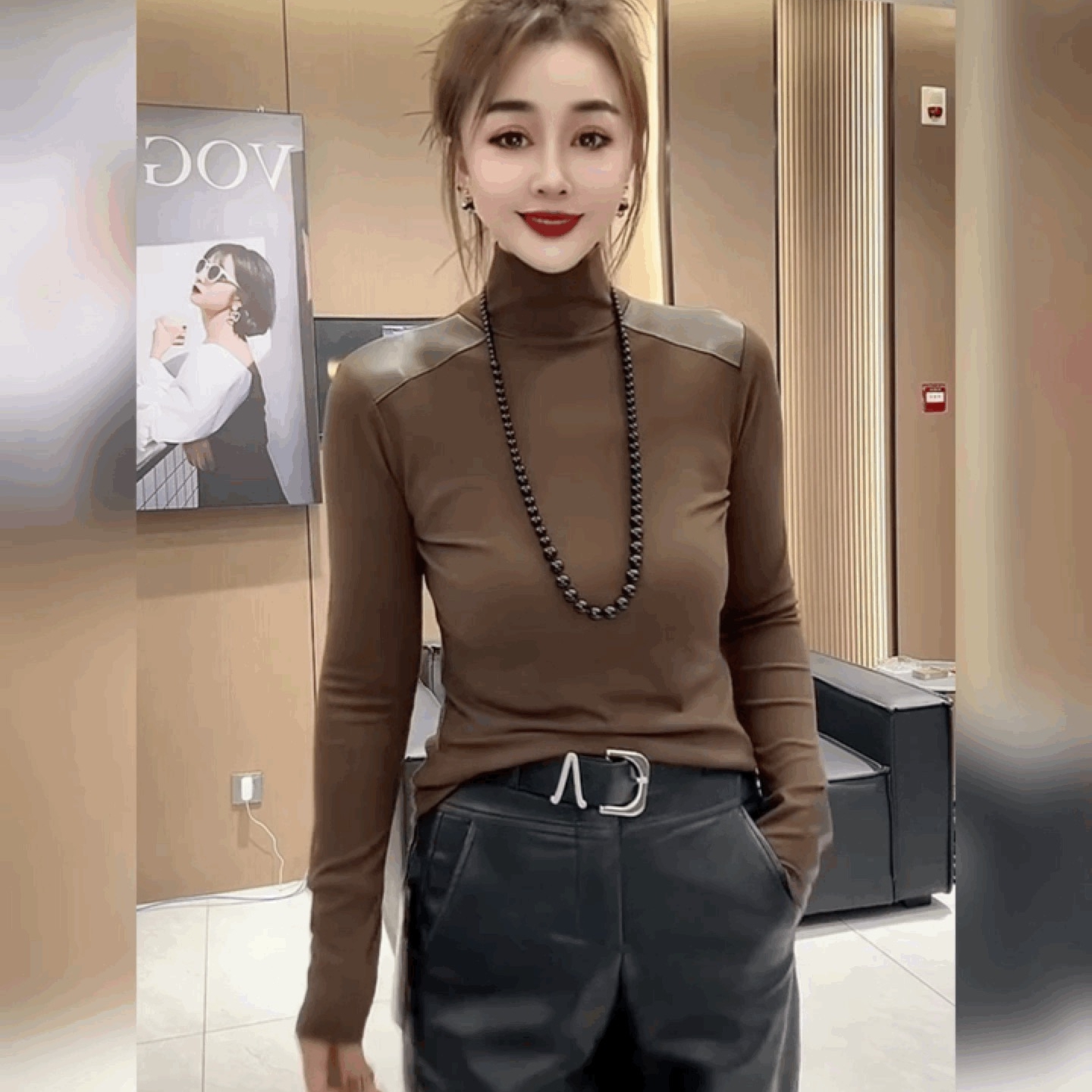 修身显瘦长袖上衣百搭气质T恤女