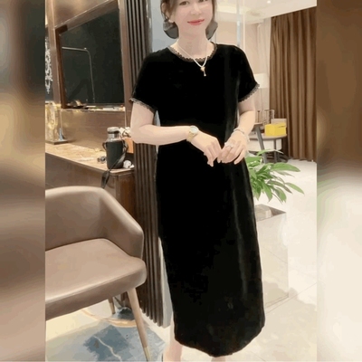 漏洞美背蝴蝶结法式裙子圆领
