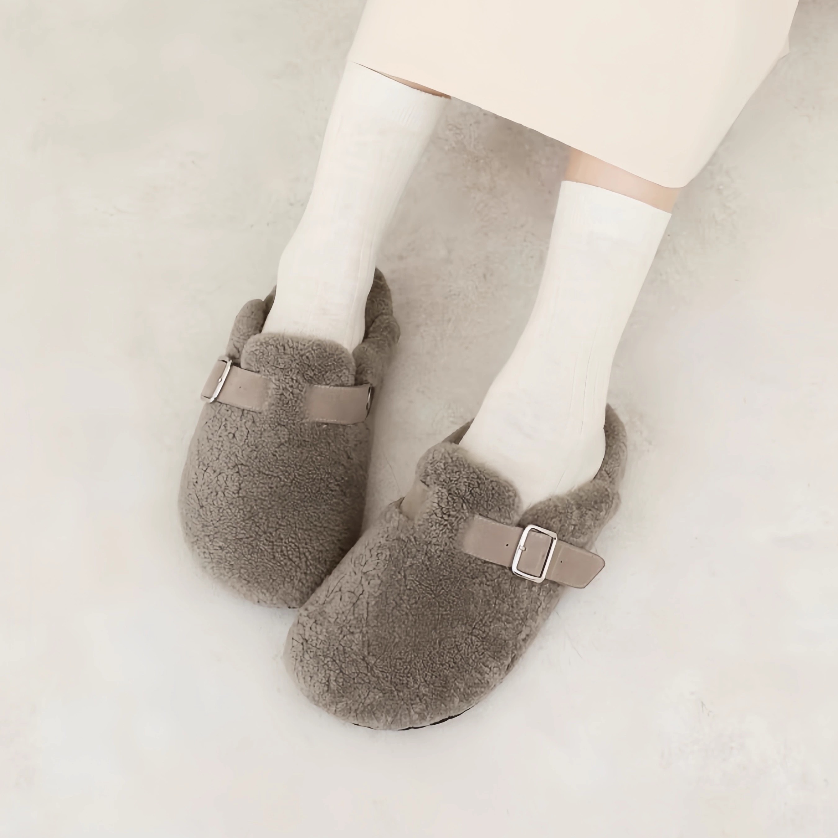 羊皮毛一体冬季半拖毛绒勃肯鞋