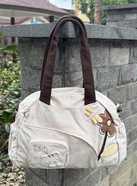 【ESQ正品】纯棉帆布包*爱花猫咪女包单肩斜挎两用包*70823