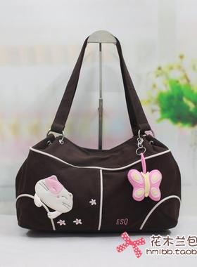 【ESQ正品】纯棉帆布包女包*蝴蝶猫淑女单肩包60287