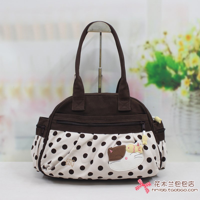 ESQ纯棉帆布包可爱馋嘴猫单肩包