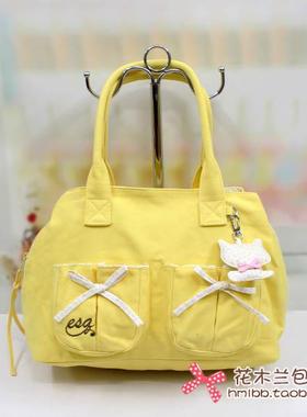 ESQ纯棉帆布包*女包*可爱影子猫单肩包60401