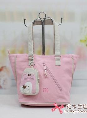 ESQ正品纯棉帆布包*大小猫单肩包女包*60238