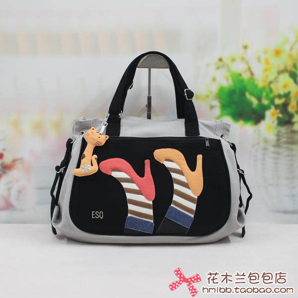 ESQ纯棉帆布包*女包*淑女猫单肩手提两用大包*60427