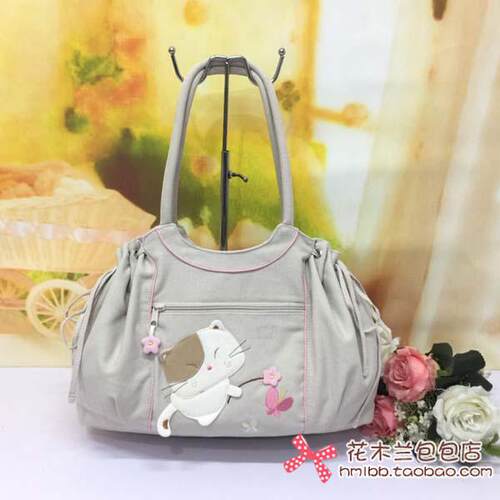 【esq正品】纯棉猫单肩包帆布包