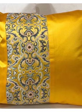 装饰 南京云锦研究所 吉祥云锦 纯手工绿色牡丹图案抱枕套/靠垫套