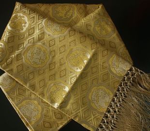 礼物 南京特产 南京云锦研究所礼品草黄色云锦披肩围巾两用现货