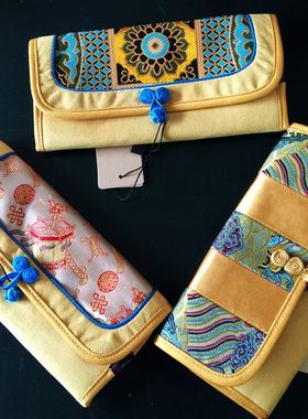 南京云锦吉祥黄色小花纹钱包特色手工艺民族风送女友古典创意礼品