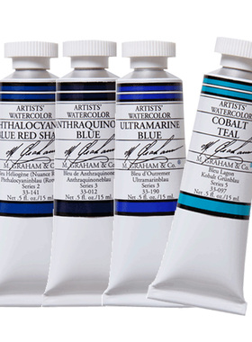 美国原装进口MG水彩M.Graham葛雷姆艺术家级别水彩颜料 蓝色系