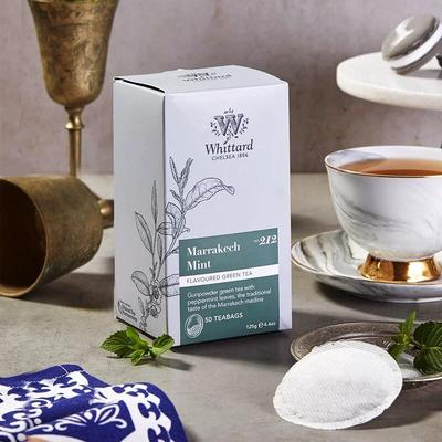 whittard 英国进口马拉喀什薄荷绿茶圆形茶包盒装夏日提神冷泡茶