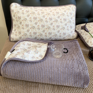 双面可用牛奶绒床盖一面绒一面纯棉全棉榻榻米加厚床单3米大床盖