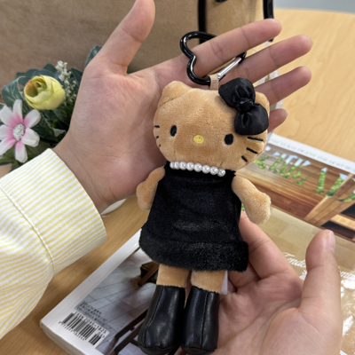 日本NIC长腿豹纹黑皮kitty猫挂件