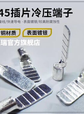 C45插片接线端子DZ47断路器紫铜镀银插针铜鼻子冷压焊接插拔式