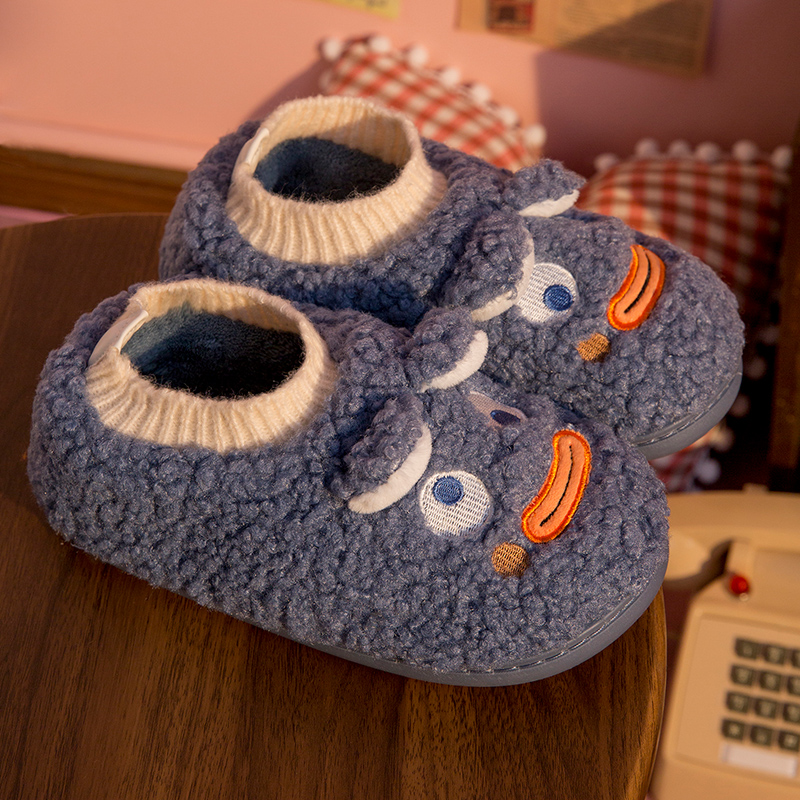 男士包跟软底毛绒可爱风棉拖鞋