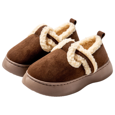 棉拖鞋女秋冬季外穿软底加绒厚底增高防水防滑复古勃肯包跟拖鞋女