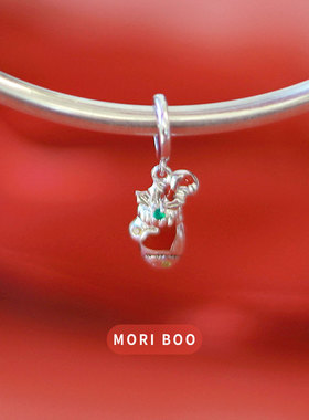 猫哩卟可爱手套925银串珠冬日桃心beads潘家手链手镯通用爱心珠子