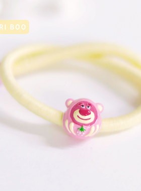 猫哩卟卡通粉色小熊beads可爱草莓925银珠子手链手镯女DIY配饰