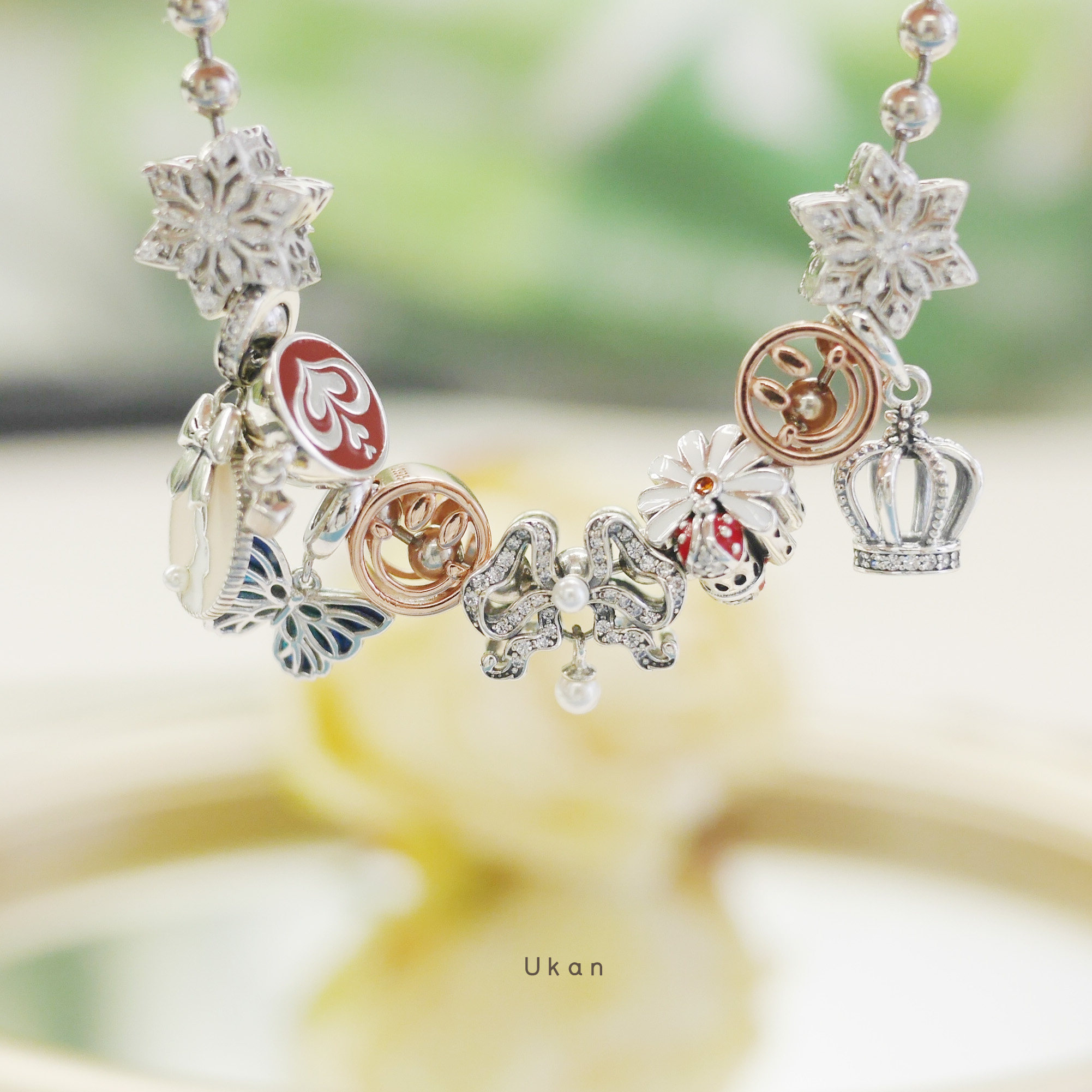 有看925银串珠蝴蝶兔子皇冠雪花