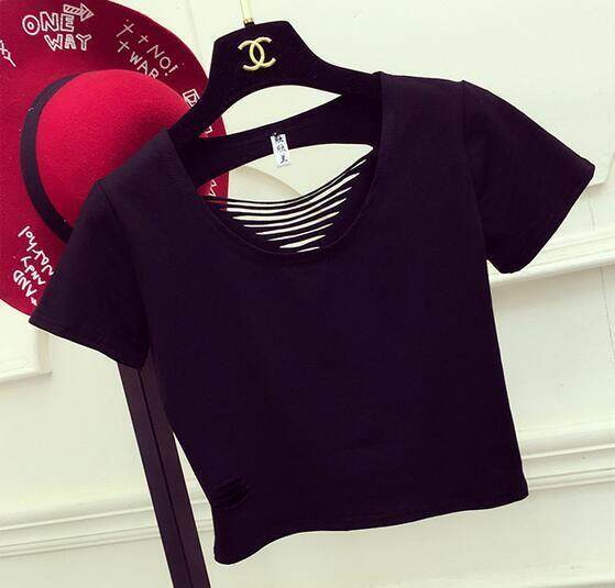 夏超短上衣女装韩版修身百搭露背短袖T恤短款露脐短装显瘦学生潮在类目 女装/女士精品, T恤中 - 来自Buy2taobao.com提供专业的淘宝代购服务