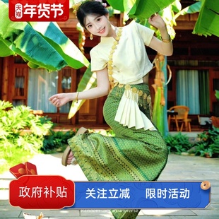 傣族服装女抹胸长裙套装云南西双版纳服泰国民族风小娘惹旅游服装