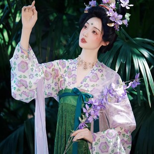 鸢尾花藤汉服女复原唐制齐胸一片式十二破裙对襟短衫套装宣璐同款