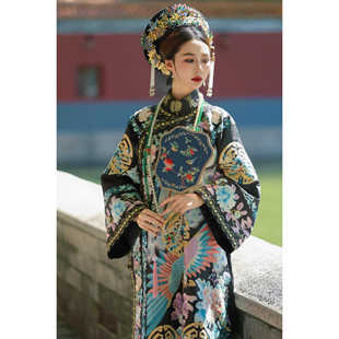 古装汉服故宫清代旗袍女甄嬛斜襟长袍宫廷格格皇后中国风旅拍写真