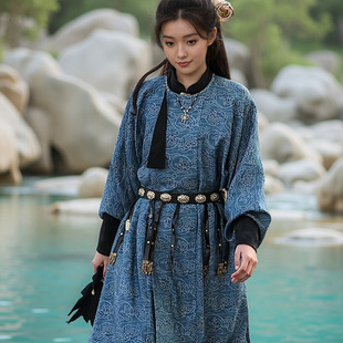 女汉服圆领袍衫男女款中国风女扮男装成人汉元素唐制长袍古装演出